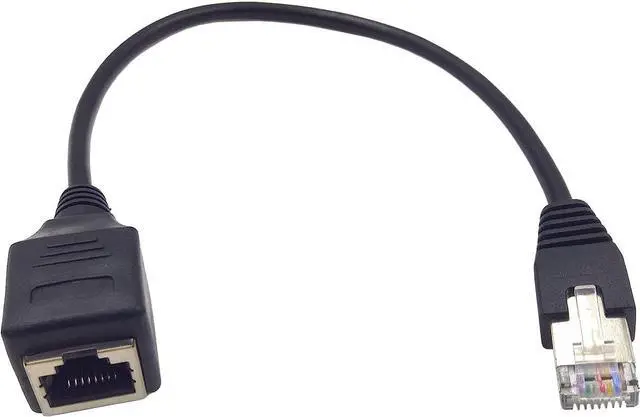 Main image of Cat 6 Ethernet Network Cable RJ45 Male to Female Shielded Ethernet Network Connector Extension Cable for Router, Modem,1ft/30cm Without Screw Panel Mount