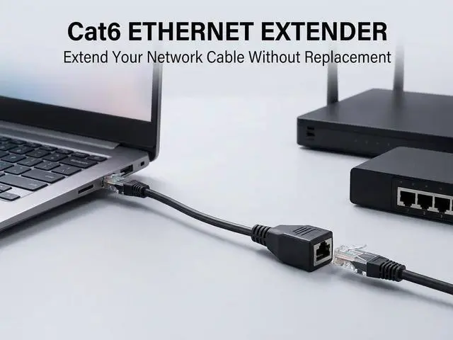 Alt view image 5 of 7 - Cat 6 Ethernet Network Cable RJ45 Male to Female Shielded Ethernet Network Connector Extension Cable for Router, Modem,1ft/30cm Without Screw Panel Mount
