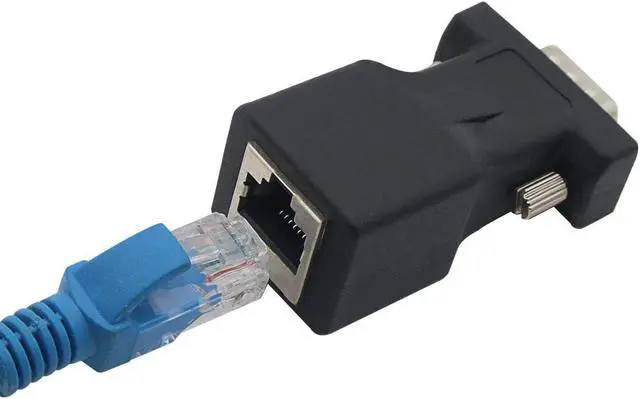 Alt view image 4 of 7 - 2-Pack DB9 RS232 Female Port to RJ45 Female Connector Card DB9 Serial Port Extender to LAN CAT5 CAT6 RJ45 Network Ethernet Cable Adapter