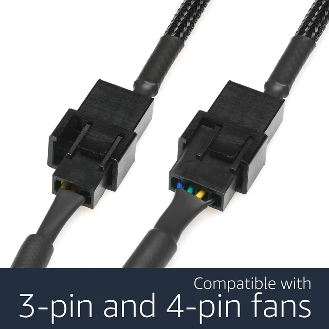 Alt view image 3 of 6 - USB to 3* 3/4-Pin PWM 5V USB Sleeved Fan Y Splitter Power Cable 1-to-3