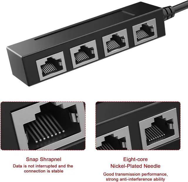 Alt view image 2 of 7 - RJ45 1 Male to 4 x Female LAN Splitter Adapter Cable Suitable Super Cat6, Ethernet Splitter Cable Suitable Super Cat5, Cat5e, Cat6, Cat7 LAN Ethernet Socket Connector Adapter ONE Internet,RJ45 1 to 4