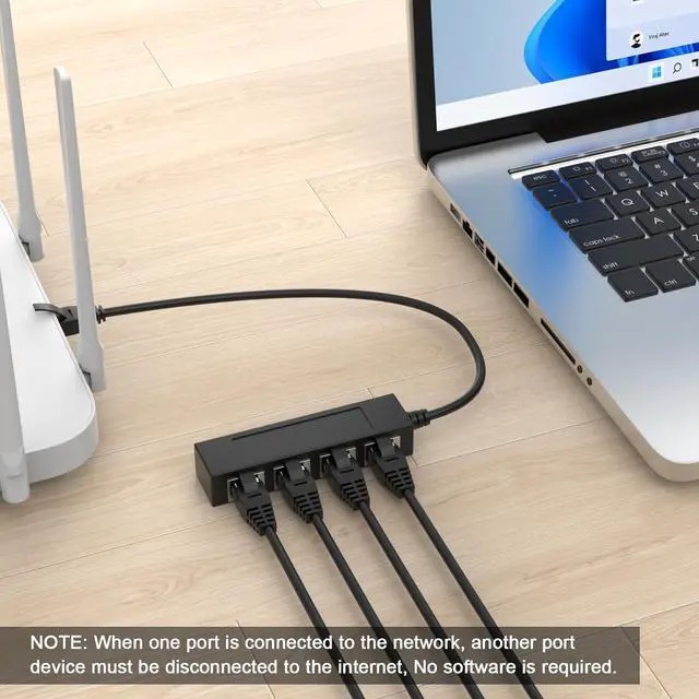Alt view image 6 of 7 - RJ45 1 Male to 4 x Female LAN Splitter Adapter Cable Suitable Super Cat6, Ethernet Splitter Cable Suitable Super Cat5, Cat5e, Cat6, Cat7 LAN Ethernet Socket Connector Adapter ONE Internet,8inch/0.2m