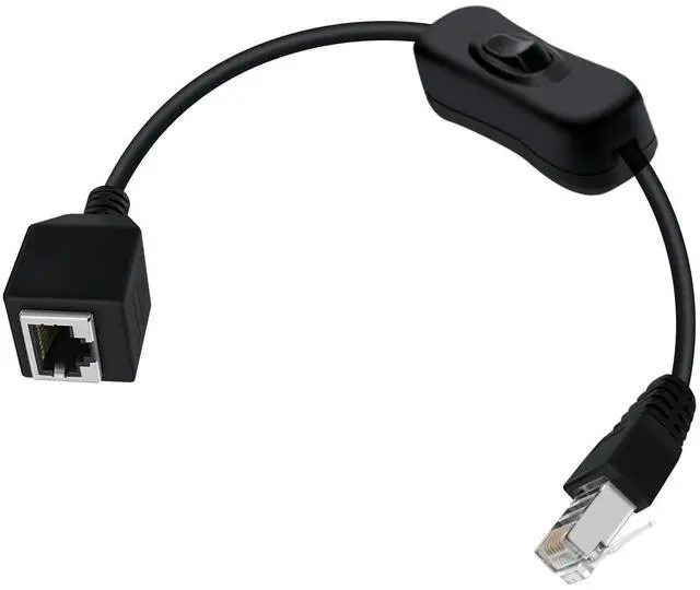 Main image of Cat 6 Male to Female Ethernet Extension Cable with Switch 1000Mbps RJ45 Extension Cable Male Female for Laptop,PC,Router and MC ,Straight, 2ft/60cm