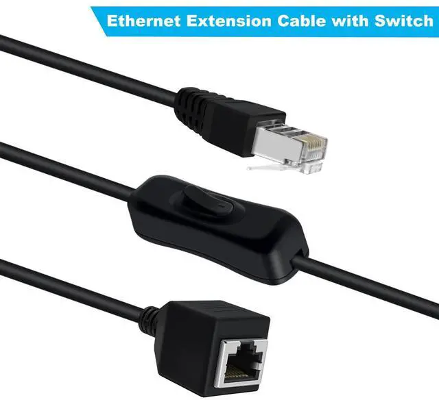 Alt view image 2 of 7 - Cat 6 Male to Female Ethernet Extension Cable with Switch 1000Mbps RJ45 Extension Cable Male Female for Laptop,PC,Router and MC ,Straight, 2ft/60cm