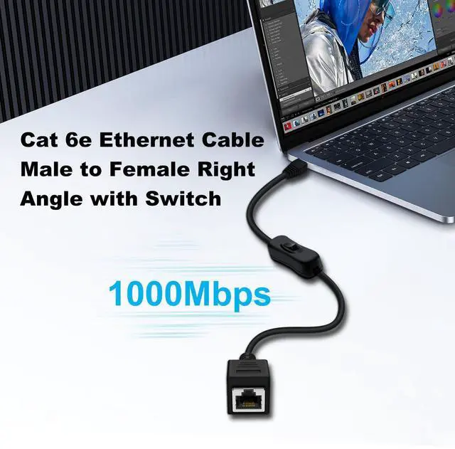 Alt view image 6 of 7 - Cat 6 Male to Female Ethernet Extension Cable with Switch 1000Mbps RJ45 Extension Cable Male Female for Laptop,PC,Router and MC ,Straight, 2ft/60cm