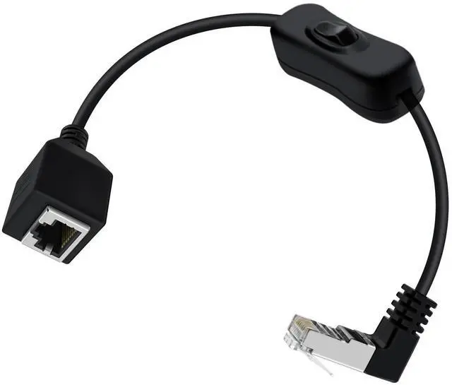 Main image of Cat 6 Male to Female Ethernet Extension Cable with Switch 1000Mbps RJ45 Extension Cable Male Female for Laptop,PC,Router and MC ,Up Angle,2ft/60cm