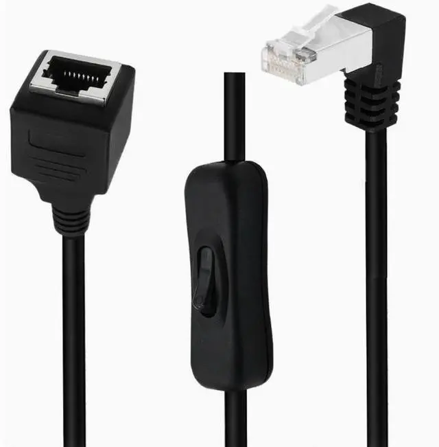 Alt view image 2 of 7 - Cat 6 Male to Female Ethernet Extension Cable with Switch 1000Mbps RJ45 Extension Cable Male Female for Laptop,PC,Router and MC ,Up Angle,2ft/60cm