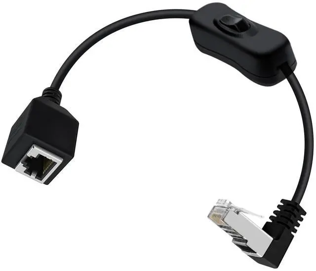 Main image of Cat 6 Male to Female Ethernet Extension Cable with Switch 1000Mbps RJ45 Extension Cable Male Female for Laptop,PC,Router and MC ,Down Angle,2ft/60cm