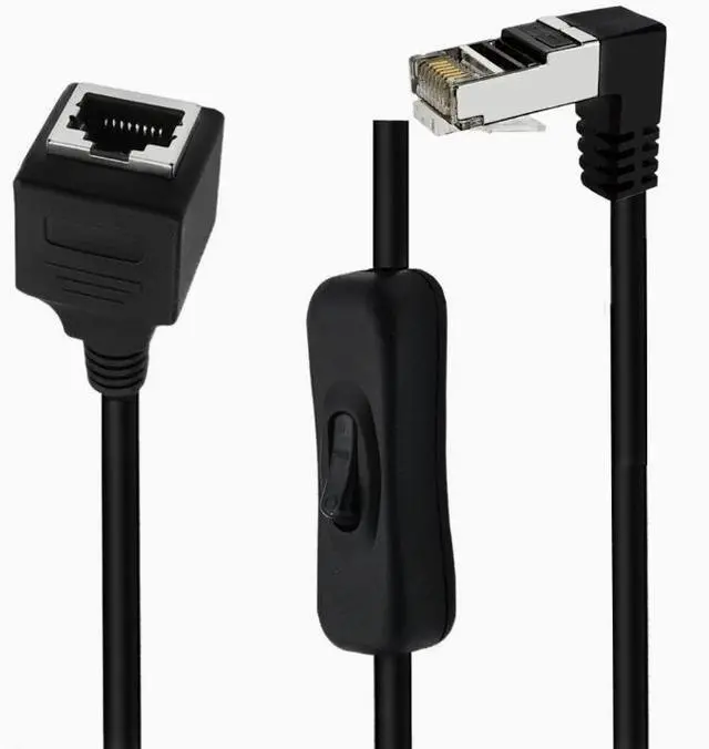 Alt view image 2 of 7 - Cat 6 Male to Female Ethernet Extension Cable with Switch 1000Mbps RJ45 Extension Cable Male Female for Laptop,PC,Router and MC ,Down Angle,2ft/60cm