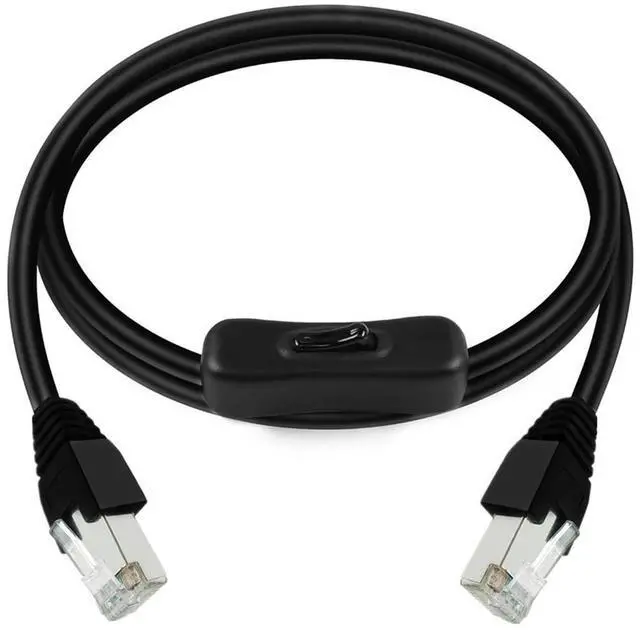 Main image of Cat6 Ethernet Cable with On/Off Switch, RJ45 Male to Male Internet Network Cord, High Speed, Compatible with PC, Laptop, Router, RJ45 M/M Cable with Switch,2ft/60cm