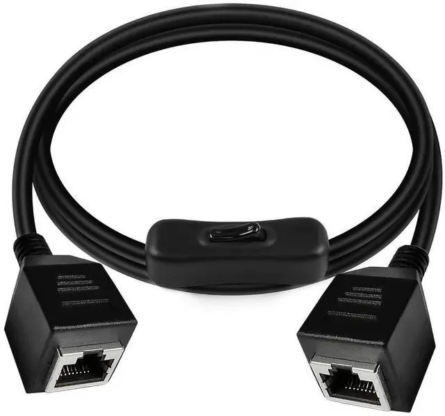 Main image of Cat6 Ethernet Cable with On/Off Switch, RJ45 Female to Female Internet Network Cord, High Speed, Compatible with PC, Laptop, Router, RJ45 F/F Cable with Switch,2ft/60cm , Female to Female