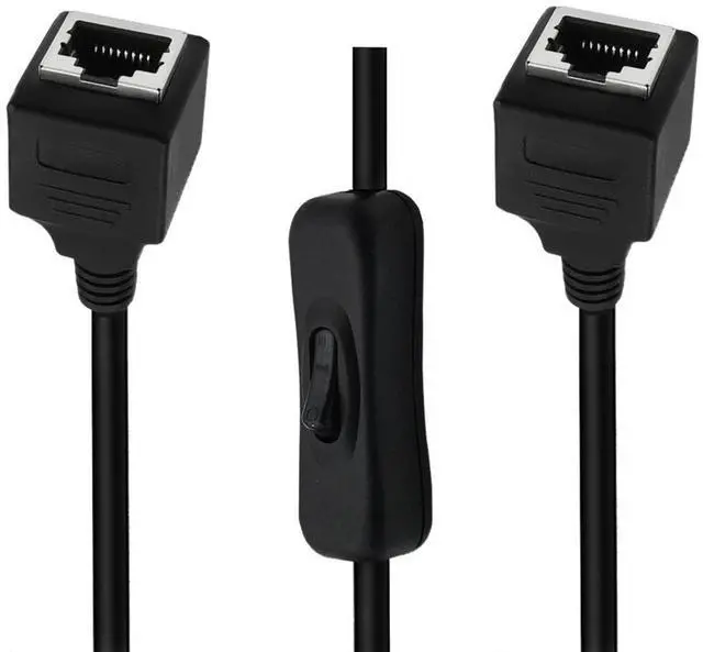 Alt view image 2 of 6 - Cat6 Ethernet Cable with On/Off Switch, RJ45 Female to Female Internet Network Cord, High Speed, Compatible with PC, Laptop, Router, RJ45 F/F Cable with Switch,2ft/60cm , Female to Female