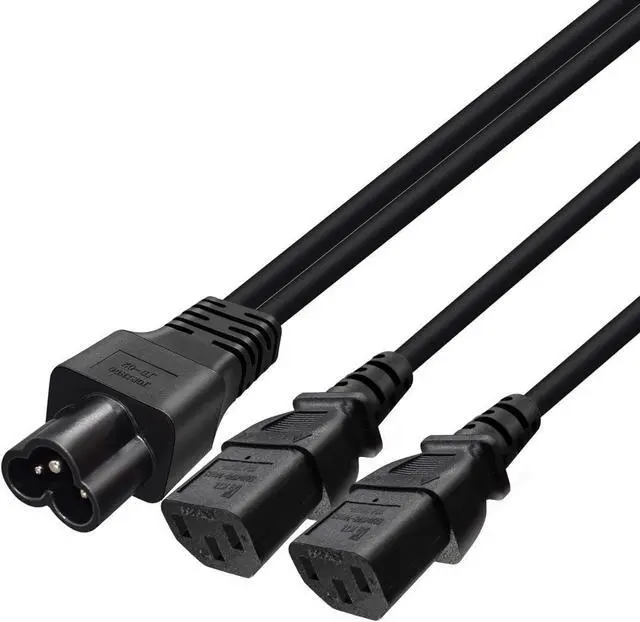 Alt view image 3 of 7 - IEC320 C6 to 2 C13 Y Splitter Power Cord,IEC320 C6 Male to 2*C13 Female Y Split Power Cable,C6 to Dual C13 IEC Splitter,C5 Power Strip,Dual IEC Double,18AWG,1ft/0.3m