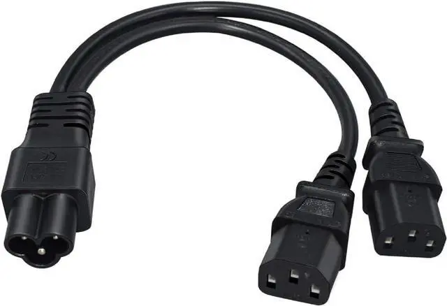 Main image of IEC320 C6 to 2 C13 Y Splitter Power Cord,IEC320 C6 Male to 2*C13 Female Y Split Power Cable,C6 to Dual C13 IEC Splitter,C5 Power Strip,Dual IEC Double,18AWG,1ft/0.3m