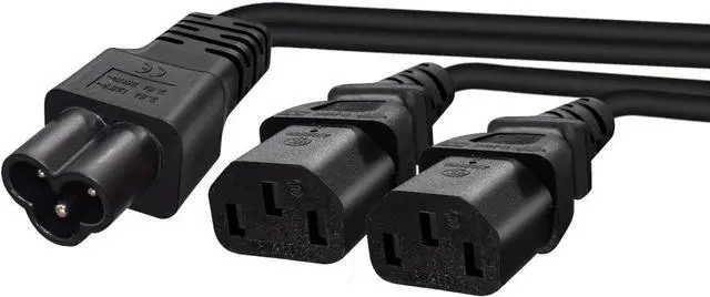 Alt view image 4 of 7 - IEC320 C6 to 2 C13 Y Splitter Power Cord,IEC320 C6 Male to 2*C13 Female Y Split Power Cable,C6 to Dual C13 IEC Splitter,C5 Power Strip,Dual IEC Double,18AWG,1ft/0.3m