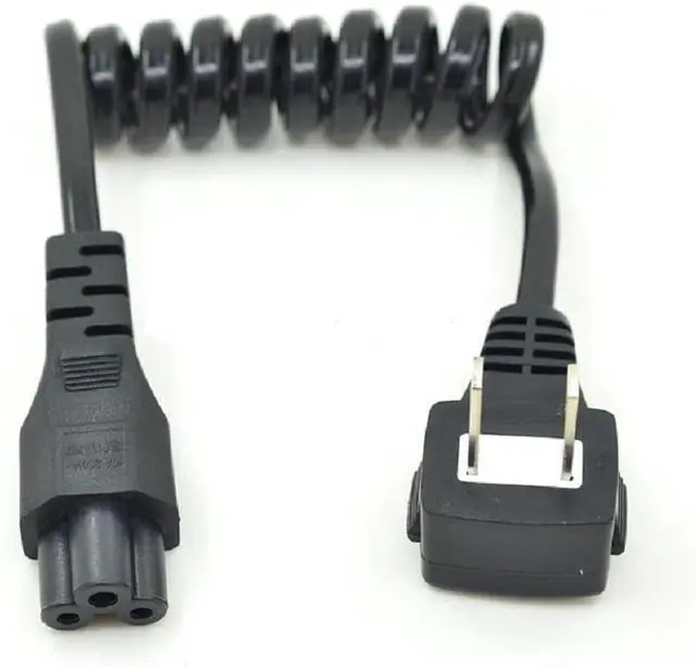 Alt view image 3 of 7 - NEMA 1-15P to IEC320 C5 Retractable Spring Power Cord, Elbow Plug Non Polarized US 2 Prong to C5 Power Extension Cord Replacement, 10-30cm,18AWG