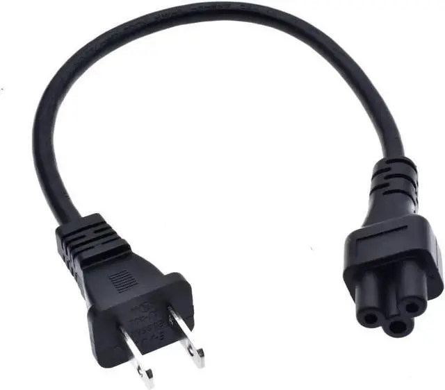 Alt view image 2 of 7 - NEMA1-15P to C5, US 2-Prong Plug to C5 Short Power Cord 1ft,Non-Polarized US 2 Prong Plug to IEC 60320C5 3-Prong AC Power Cord Short Laptop Portable Cable,18AWG, 1ft/30cm