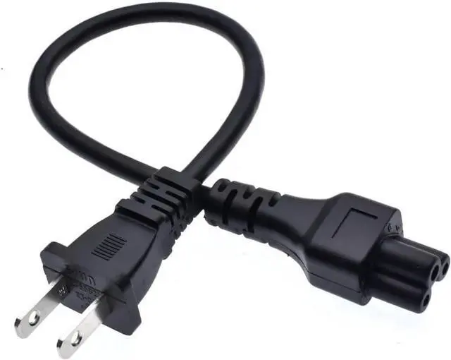 Alt view image 3 of 7 - NEMA1-15P to C5, US 2-Prong Plug to C5 Short Power Cord 1ft,Non-Polarized US 2 Prong Plug to IEC 60320C5 3-Prong AC Power Cord Short Laptop Portable Cable,18AWG, 1ft/30cm