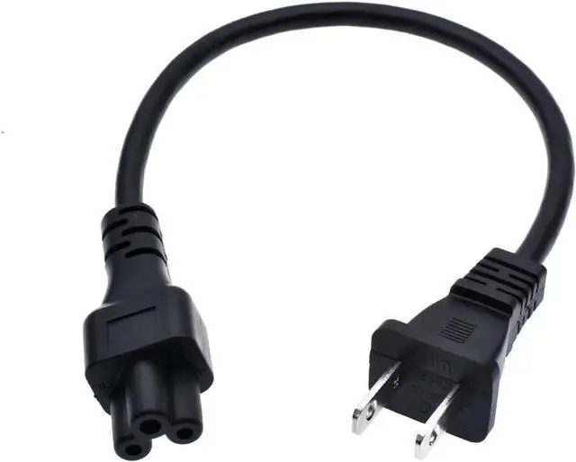 Main image of NEMA1-15P to C5, US 2-Prong Plug to C5 Short Power Cord 1ft,Non-Polarized US 2 Prong Plug to IEC 60320C5 3-Prong AC Power Cord Short Laptop Portable Cable,18AWG, 1ft/30cm