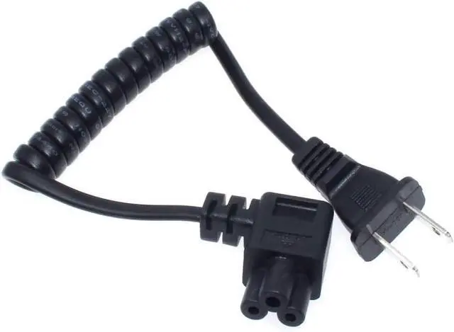 Main image of NEMA1-15P to C5 Short Power Cord Plug, Non-Polarized 2-Prong US Plug to Right Angle IEC C5 Computer Laptop Portable Retractable Power Cord Elbow Plug, 18AWG, 30-75cm