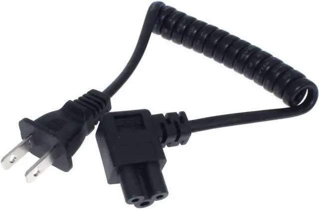 Alt view image 2 of 7 - NEMA1-15P to C5 Short Power Cord Plug, Non-Polarized 2-Prong US Plug to Right Angle IEC C5 Computer Laptop Portable Retractable Power Cord Elbow Plug, 18AWG, 30-75cm