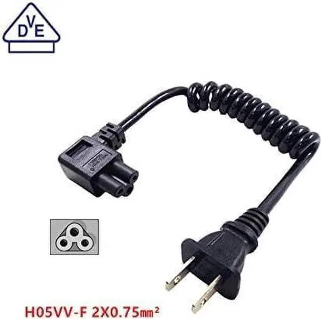 Alt view image 5 of 7 - NEMA1-15P to C5 Short Power Cord Plug, Non-Polarized 2-Prong US Plug to Right Angle IEC C5 Computer Laptop Portable Retractable Power Cord Elbow Plug, 18AWG, 30-75cm