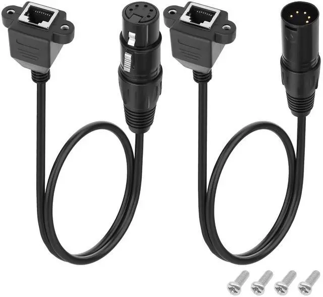 Main image of 1-Pair XLR 3pin to RJ45 Female Adapter Cable,XLR Male to RJ45 Network Connector Extension Cable Use Cat5 Ethernet for DMX-CON Controller Series RGB Tube Light, Mixer -1ft/30cm