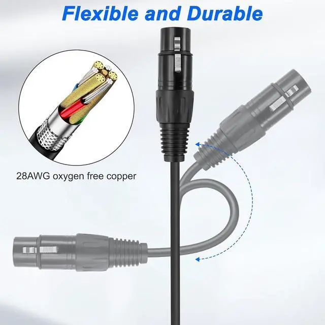 Alt view image 7 of 7 - 1-Pair XLR 3pin to RJ45 Female Adapter Cable,XLR Male to RJ45 Network Connector Extension Cable Use Cat5 Ethernet for DMX-CON Controller Series RGB Tube Light, Mixer -1ft/30cm