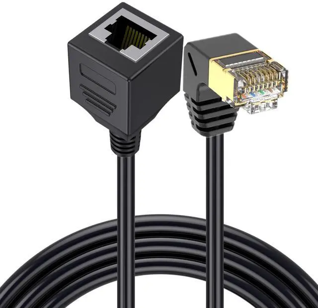 Main image of 90 Degree Down Angle Cat8 Ethernet Cable, High Speed 40Gbps 2000Mhz Network Cord, with Gold Plated Plug SFTP Wires CAT8 RJ45 Connector Gaming LAN Cable,for Gaming PC PS Xbox Modem,1ft/0.3m