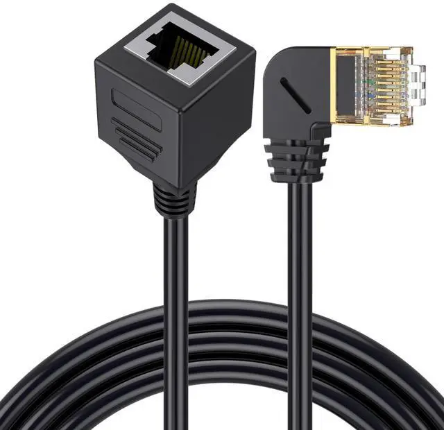 Main image of 90 Degree Left Angle Cat8 Ethernet Cable, High Speed 40Gbps 2000Mhz Network Cord, with Gold Plated Plug SFTP Wires CAT8 RJ45 Connector Gaming LAN Cable,for Gaming PC PS Xbox Modem,1ft/0.3m