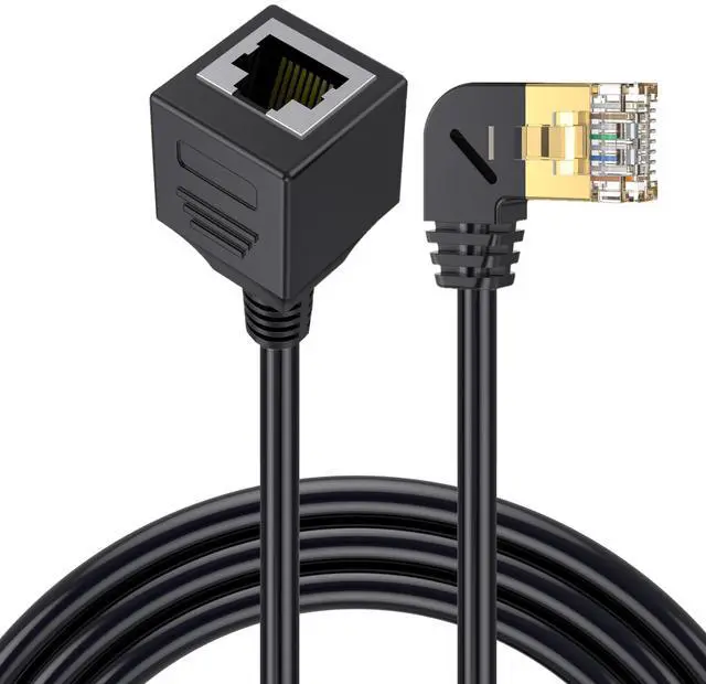 Main image of 90 Degree Right Angle Cat8 Ethernet Cable, High Speed 40Gbps 2000Mhz Network Cord, with Gold Plated Plug SFTP Wires CAT8 RJ45 Connector Gaming LAN Cable,for Gaming PC PS Xbox Modem,1ft/0.3m