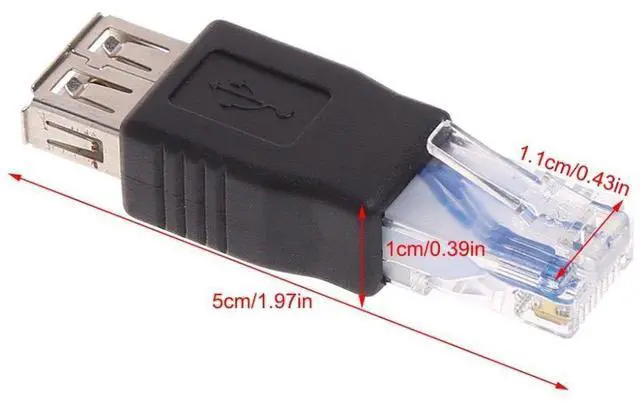 Alt view image 2 of 7 - 2 Pack USB 2.0 Type A Female to RJ45 Male Adapter Connector Converter Compatible with Laptop Computer Hard Drive Printer Camera USB2.0 A Female to RJ45 Male