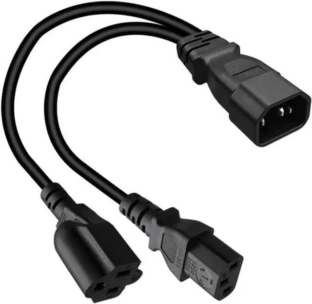 Main image of Toptekits C14 to C13+NEMA 5-15R Y Splitter Power Plug Cord,Single IEC 320 C14 Male to C13+Nema 5-15R Female Splitter Adapter Cable Cord(C14 to C13/5-15R 1ft)