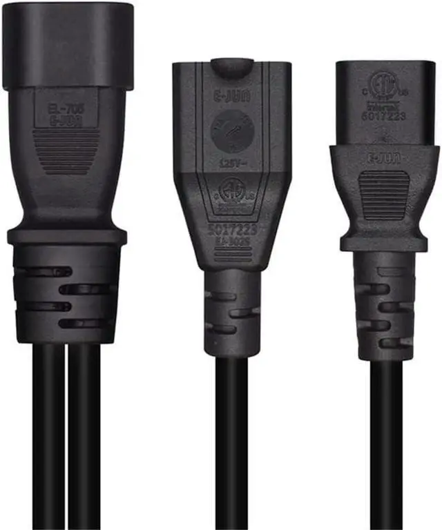 Alt view image 5 of 7 - Toptekits C14 to C13+NEMA 5-15R Y Splitter Power Plug Cord,Single IEC 320 C14 Male to C13+Nema 5-15R Female Splitter Adapter Cable Cord(C14 to C13/5-15R 1ft)
