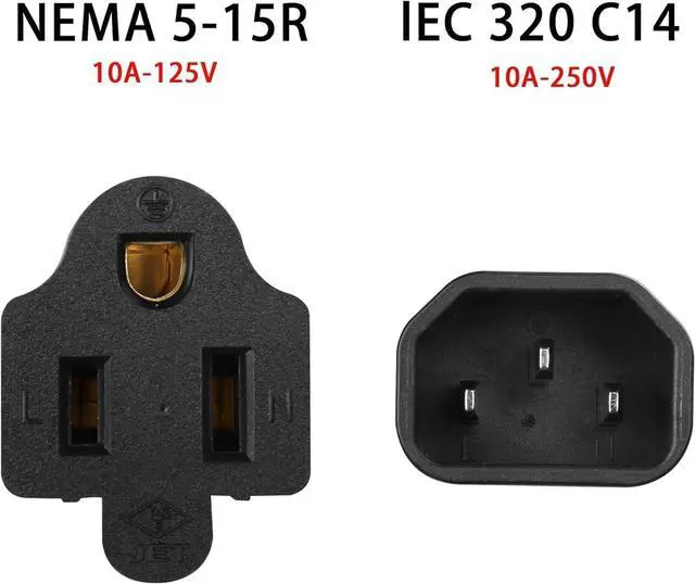Alt view image 6 of 7 - Toptekits C14 to C13+NEMA 5-15R Y Splitter Power Plug Cord,Single IEC 320 C14 Male to C13+Nema 5-15R Female Splitter Adapter Cable Cord(C14 to C13/5-15R 1ft)