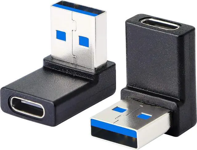 Main image of 2-Pack Right Angle USB A Male to USB C Female Adapter,90 Degree USB3.0 to Type C Cable Connector Support unidirectional Sides 5Gbps & Data Transfer, for Laptops,Phone,PC