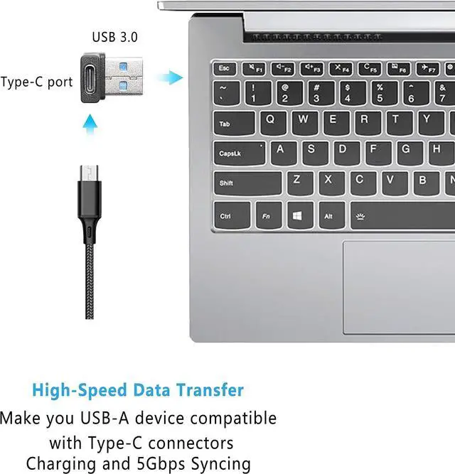 Alt view image 4 of 7 - 2-Pack Right Angle USB A Male to USB C Female Adapter,90 Degree USB3.0 to Type C Cable Connector Support unidirectional Sides 5Gbps & Data Transfer, for Laptops,Phone,PC