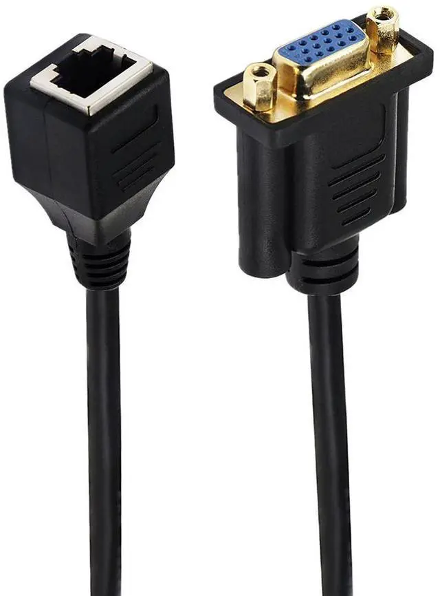 Alt view image 2 of 7 - 1-Pair RJ45 to VGA Cable, VGA 15-Pin Port Female&Male to RJ45 Female Cat5/6 Ethernet LAN Console for Multimedia Video(15CM/6Inch) 2Pack
