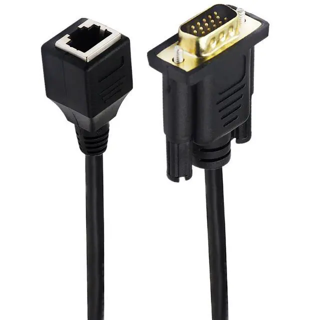 Alt view image 3 of 7 - 1-Pair RJ45 to VGA Cable, VGA 15-Pin Port Female&Male to RJ45 Female Cat5/6 Ethernet LAN Console for Multimedia Video(15CM/6Inch) 2Pack