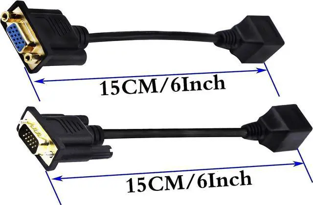 Alt view image 6 of 7 - 1-Pair RJ45 to VGA Cable, VGA 15-Pin Port Female&Male to RJ45 Female Cat5/6 Ethernet LAN Console for Multimedia Video(15CM/6Inch) 2Pack