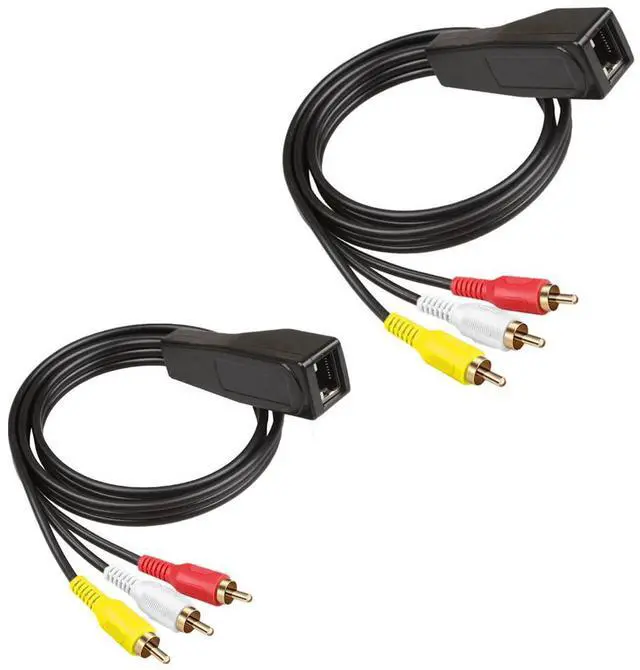 Main image of 2-Pack RCA Audio Cable, RJ45 to RCA, 3 RCA to RJ45 Balun Component Video and Audio Extender Over Cat5/6/7 Ethernet Cable Up to 1000ft,2.6ft/0.8m