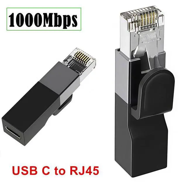Alt view image 2 of 7 - USB C to Ethernet Adapter, USB C to RJ45 Gigabit Adapter 1000Mbps, Type C Female to RJ45 Male Connector for MacBook Pro/Chromebook, Thunderbolt 3 Type C Network Dongle