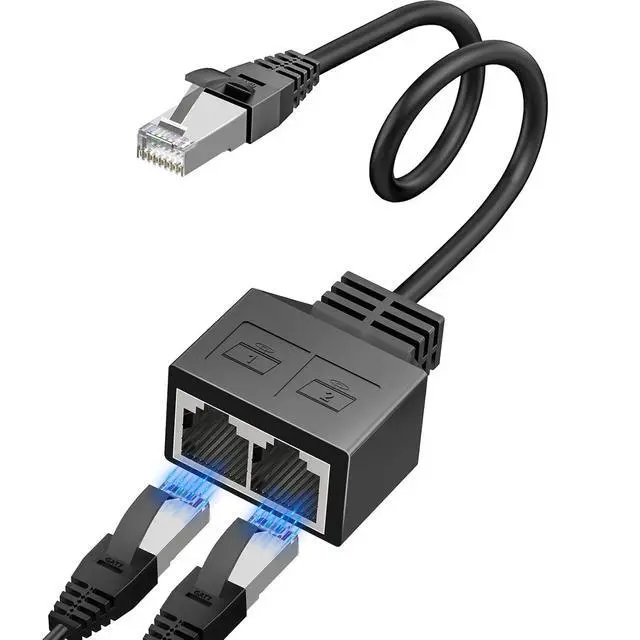 Alt view image 2 of 7 - RJ45 1 Male to 2 x Female LAN Splitter Network Adapter Cable Suitable Super Cat5, Ethernet Splitter Cable Suitable Super Cat5e, Cat6, Cat7 LAN Ethernet Socket Connector Adapter,7.8in/20cm