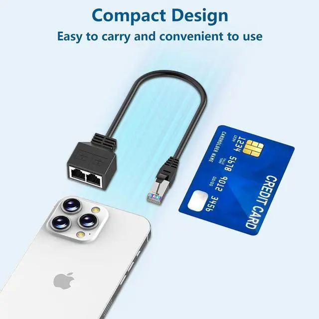 Alt view image 3 of 7 - RJ45 1 Male to 2 x Female LAN Splitter Network Adapter Cable Suitable Super Cat5, Ethernet Splitter Cable Suitable Super Cat5e, Cat6, Cat7 LAN Ethernet Socket Connector Adapter,7.8in/20cm