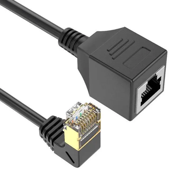 Alt view image 3 of 7 - 90 Degree Down Angle Cat8 Ethernet Cable, High Speed 40Gbps 2000Mhz Network Cord, with Gold Plated Plug SFTP Wires CAT8 RJ45 Connector Gaming LAN Cable,for Gaming PC PS Xbox Modem,1ft/0.3m