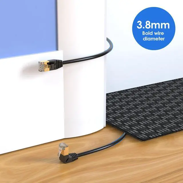 Alt view image 4 of 7 - 90 Degree Up Angle Cat8 Ethernet Cable, High Speed 40Gbps 2000Mhz Network Cord, with Gold Plated Plug SFTP Wires CAT8 RJ45 Connector Gaming LAN Cable,for Gaming PC PS Xbox Modem,1ft/0.3m