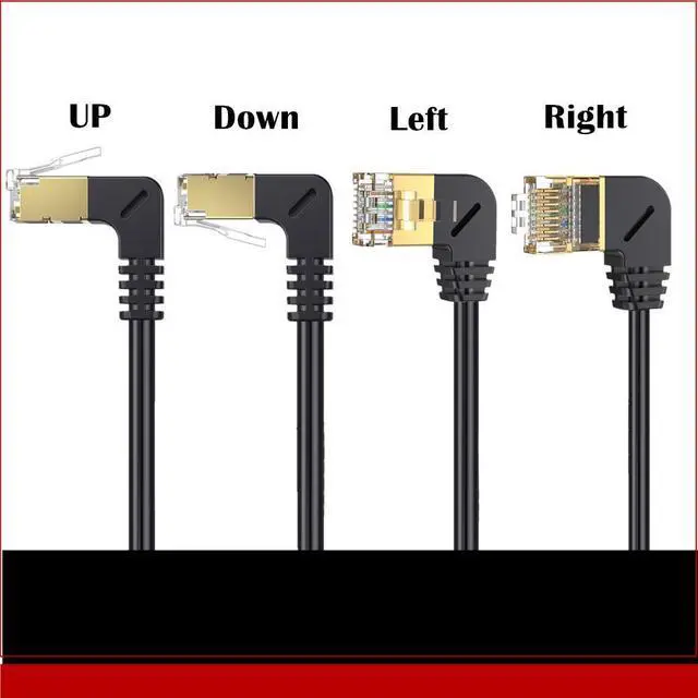 Alt view image 5 of 7 - 90 Degree Up Angle Cat8 Ethernet Cable, High Speed 40Gbps 2000Mhz Network Cord, with Gold Plated Plug SFTP Wires CAT8 RJ45 Connector Gaming LAN Cable,for Gaming PC PS Xbox Modem,1ft/0.3m