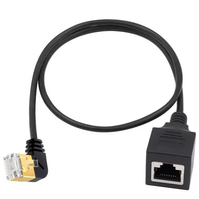 Alt view image 2 of 7 - 90 Degree Right Angle Cat8 Ethernet Cable, High Speed 40Gbps 2000Mhz Network Cord, with Gold Plated Plug SFTP Wires CAT8 RJ45 Connector Gaming LAN Cable,for Gaming PC PS Xbox Modem,1ft/0.3m