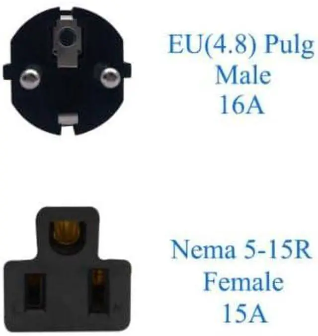 Alt view image 4 of 7 - (2 Pack) Euro US Plug Adapter, USA NEMA 5-15R Receptacle to European EU Schuko CEE 7 Power Converter, Type E/F Germany European Travel Adapter