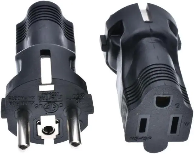 Alt view image 2 of 7 - (2 Pack) Euro US Plug Adapter, USA NEMA 5-15R Receptacle to European EU Schuko CEE 7 Power Converter, Type E/F Germany European Travel Adapter
